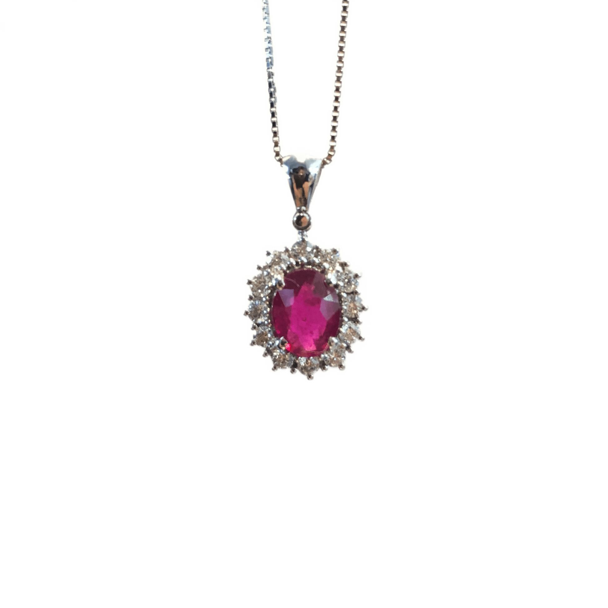 Collana PG oro, diamanti e rubino CIOK+038/187R - Arena Gioielli 