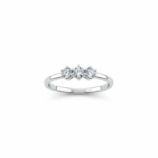 Anello donna trilogy con zirconi in oro bianco 18 carati - Arena Gioielli 