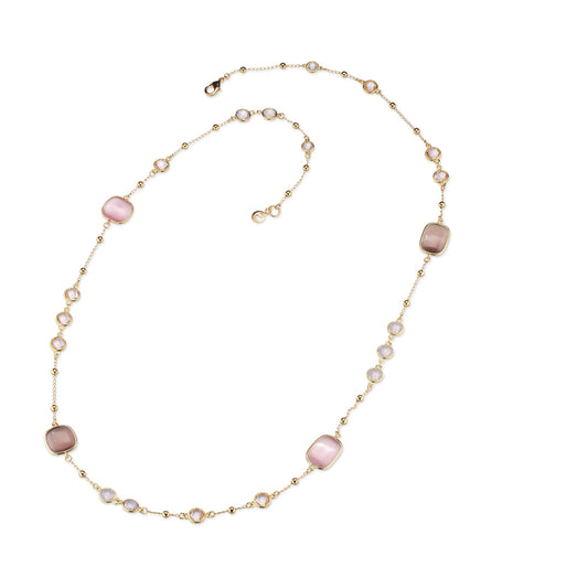 Collana Lunga Donna Sovrani Station Quarzo Rosa e Fume J11531 - Arena Gioielli - Sovrani