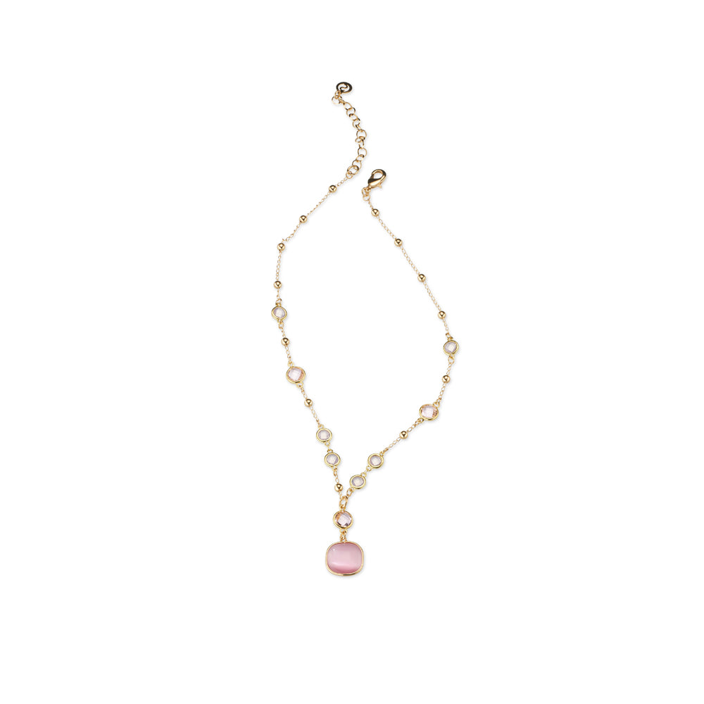 Collana Donna Sovrani Ottone Dorato a Y Quarzo Rosa Station J11532 - Sovrani