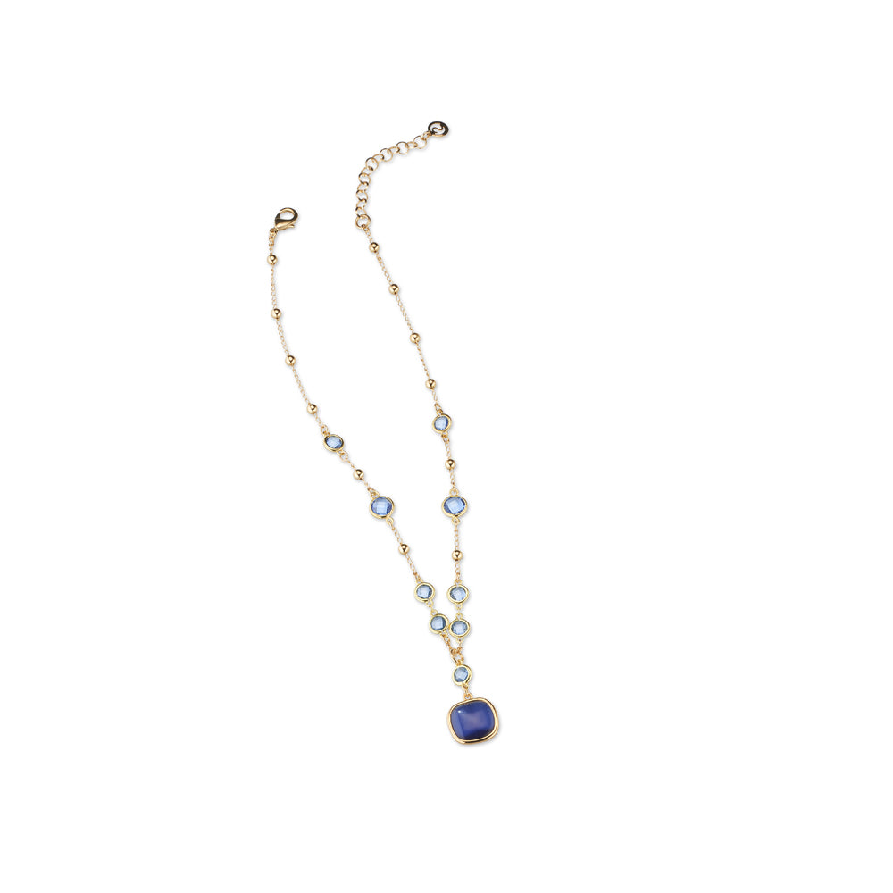 Collana Donna Sovrani Ottone Dorato a Y Calcedonio Azzurro e Blu J11587 - Sovrani
