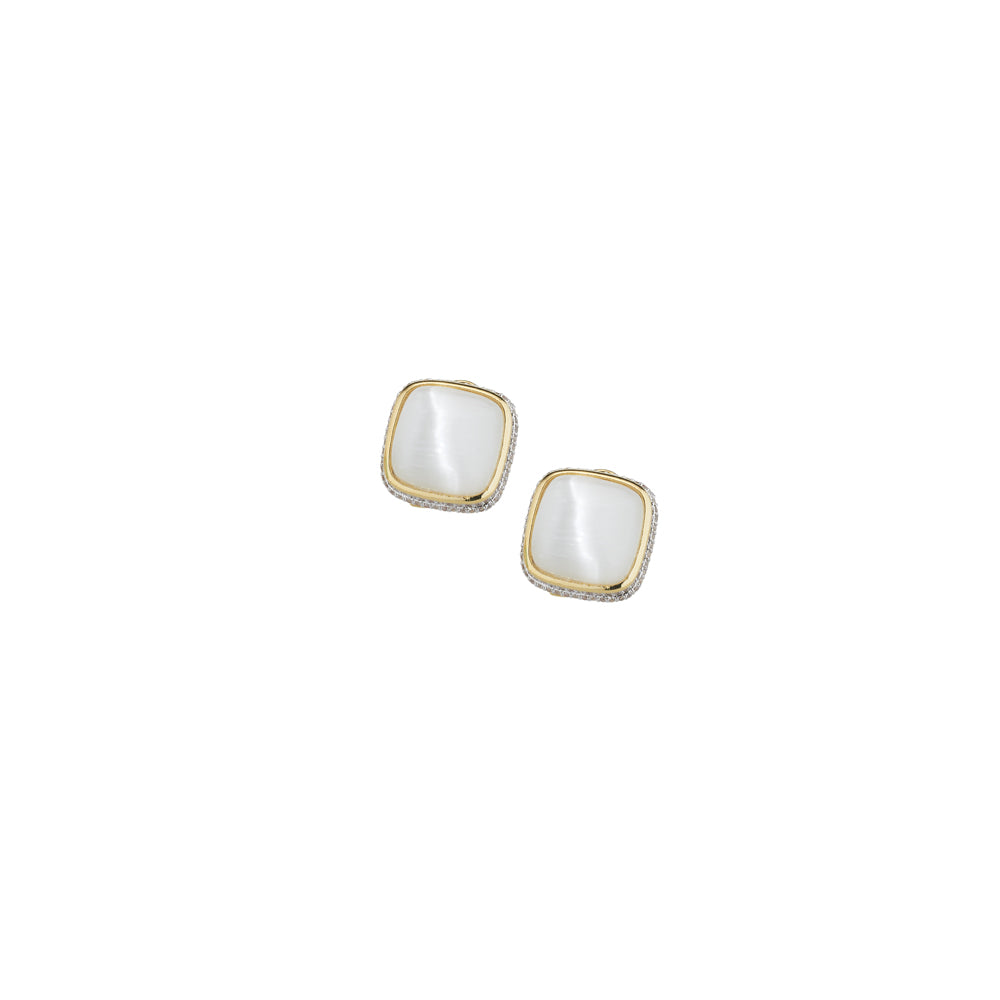 Orecchini Donna Sovrani Ottone Dorato Lobo Madreperla Bianca Zirconi J12268 - Sovrani