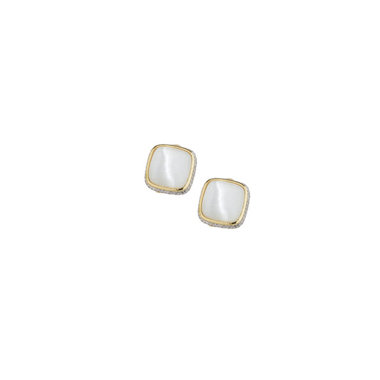 Orecchini Donna Sovrani Ottone Dorato Lobo Madreperla Bianca Zirconi J12268 - Sovrani