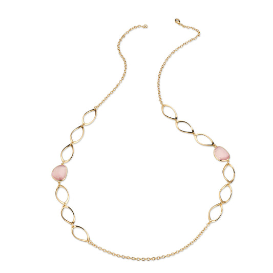 Collana Lunga Donna Sovrani Ottone Dorato Quarzo Rosa J12353 - Sovrani