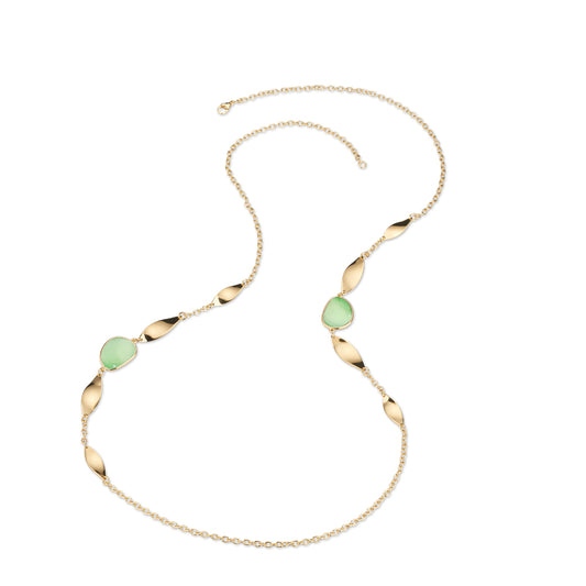 Collana Lunga Donna Sovrani Ottone Dorato Calcedonio Verde Menta J12365 - Sovrani