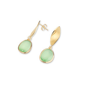 Orecchini Donna Sovrani Ottone Dorato Pendenti Calcedonio Verde Menta J12367 - Sovrani