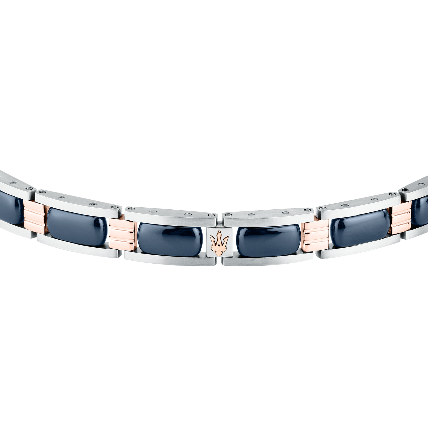 Bracciale Uomo Maserati Ceramic a Catena in Acciaio e Ceramica Blu con Dettagli Rose Gold JM426ATZ101 - Arena Gioielli - Maserati