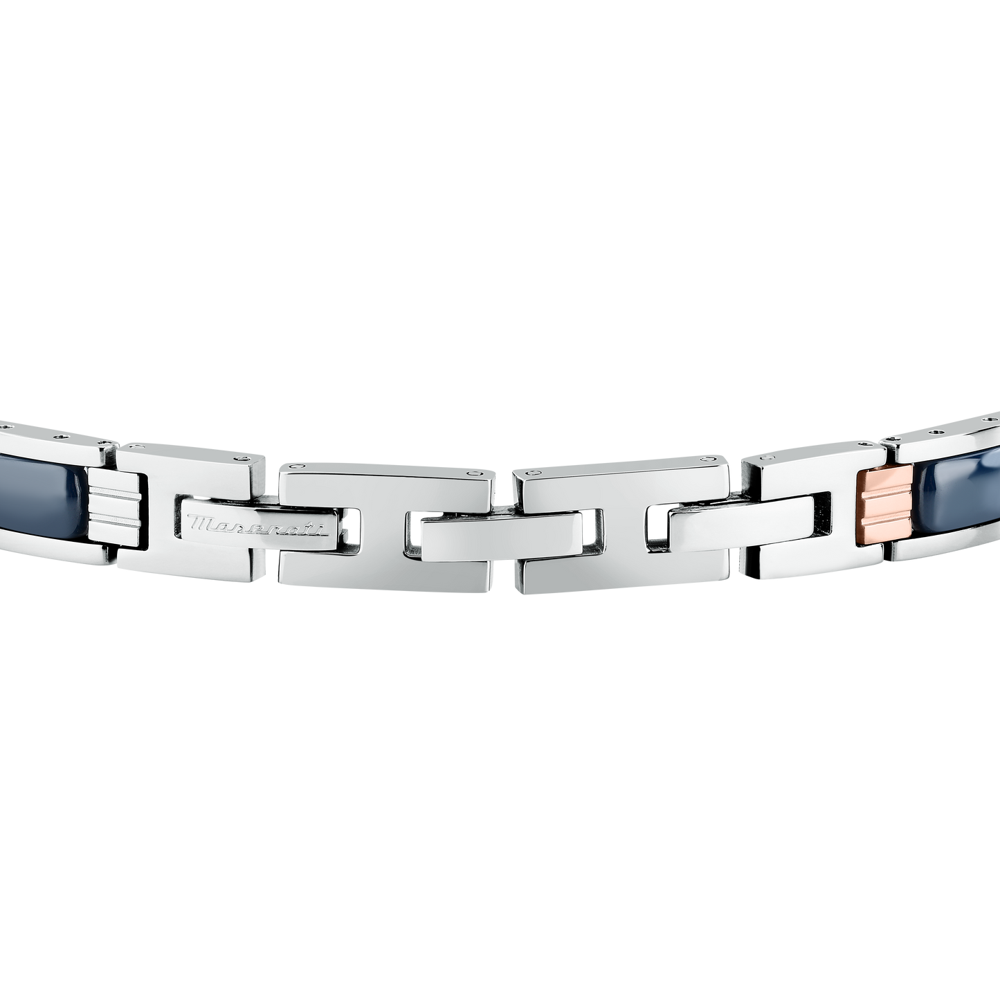 Bracciale Uomo Maserati Ceramic a Catena in Acciaio e Ceramica Blu con Dettagli Rose Gold JM426ATZ101 - Arena Gioielli - Maserati