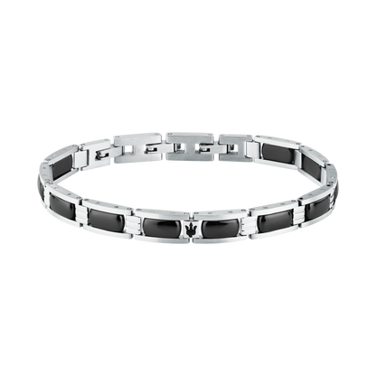 Bracciale Uomo Maserati Ceramic a Catena in Acciaio e Ceramica Nera con Tridente JM426ATZ102