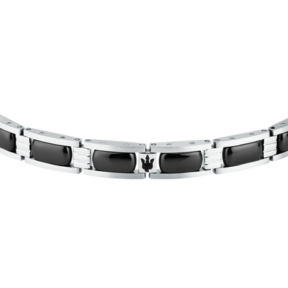 Bracciale Uomo Maserati Ceramic a Catena in Acciaio e Ceramica Nera con Tridente JM426ATZ102