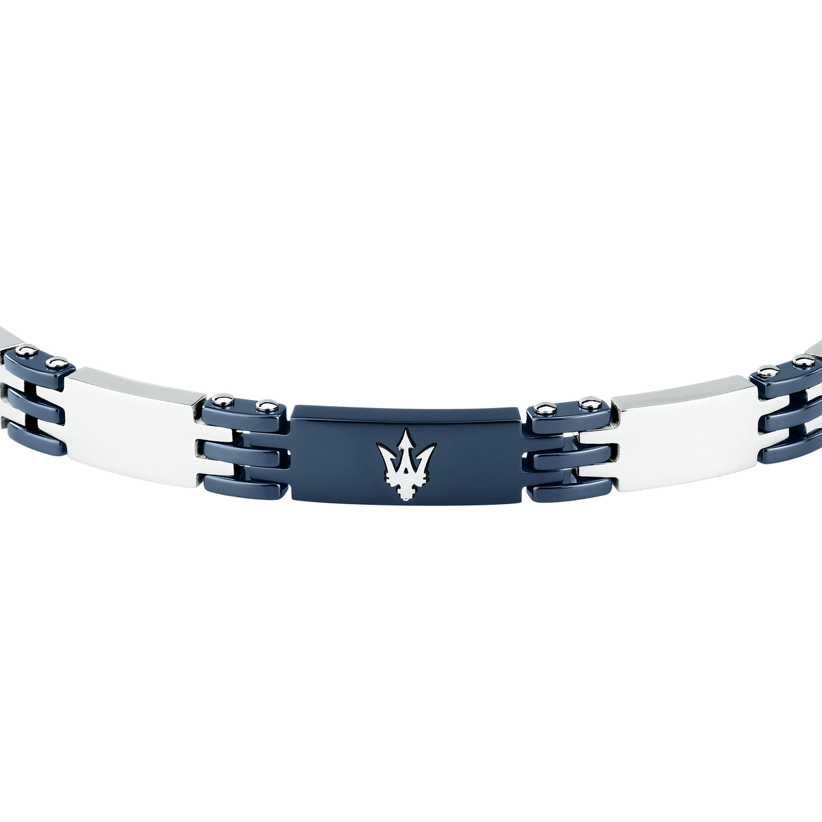 Bracciale Uomo Maserati Ceramic a Catena in Acciaio e Ceramica Chiara con Dettagli Blu JM426ATZ104 - Maserati