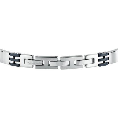 Bracciale Uomo Maserati Ceramic a Catena in Acciaio e Ceramica Chiara con Dettagli Blu JM426ATZ104