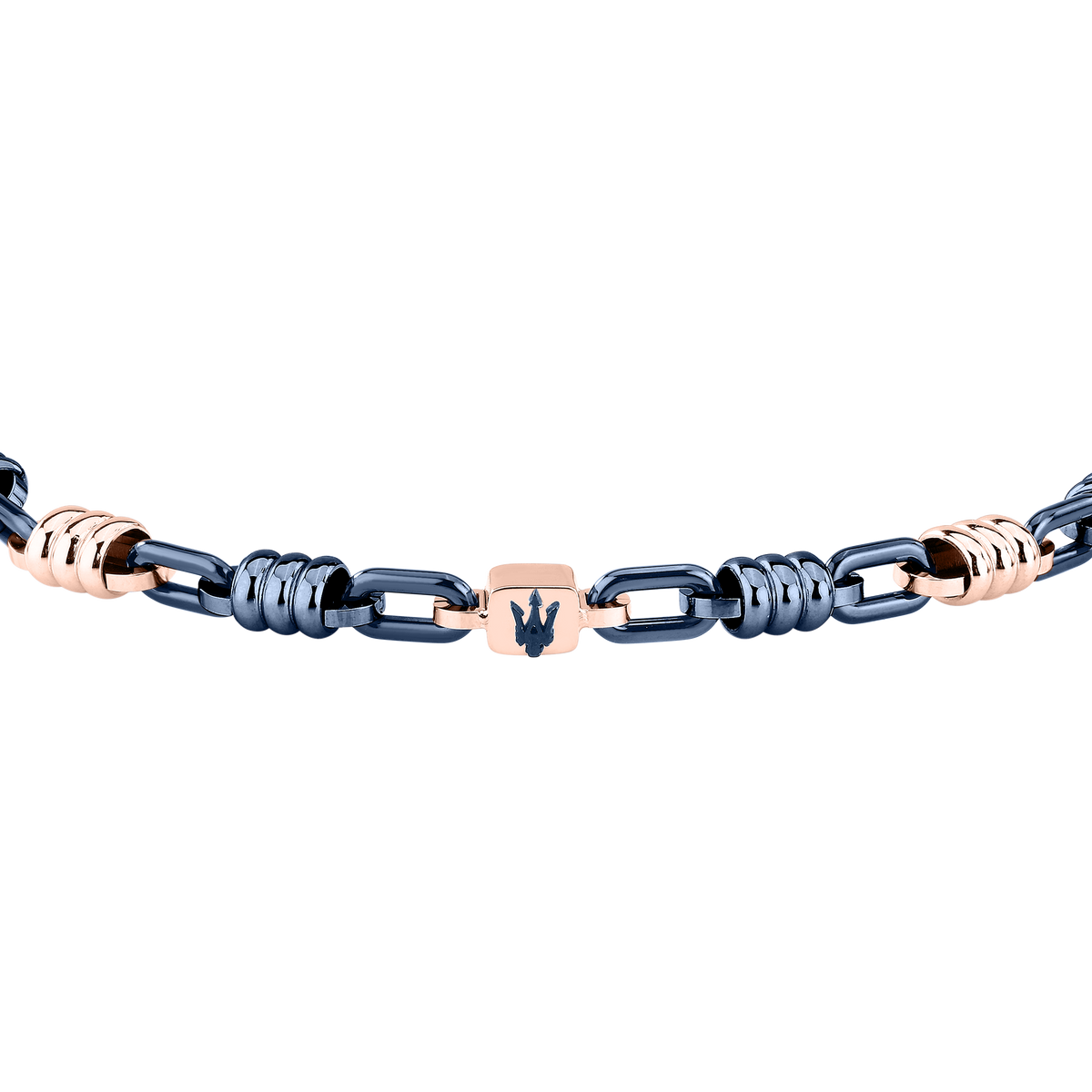 Bracciale Uomo Maserati Ceramic Catena in Acciaio Blu e Dettagli Rose Gold JM426ATZ90 - Maserati