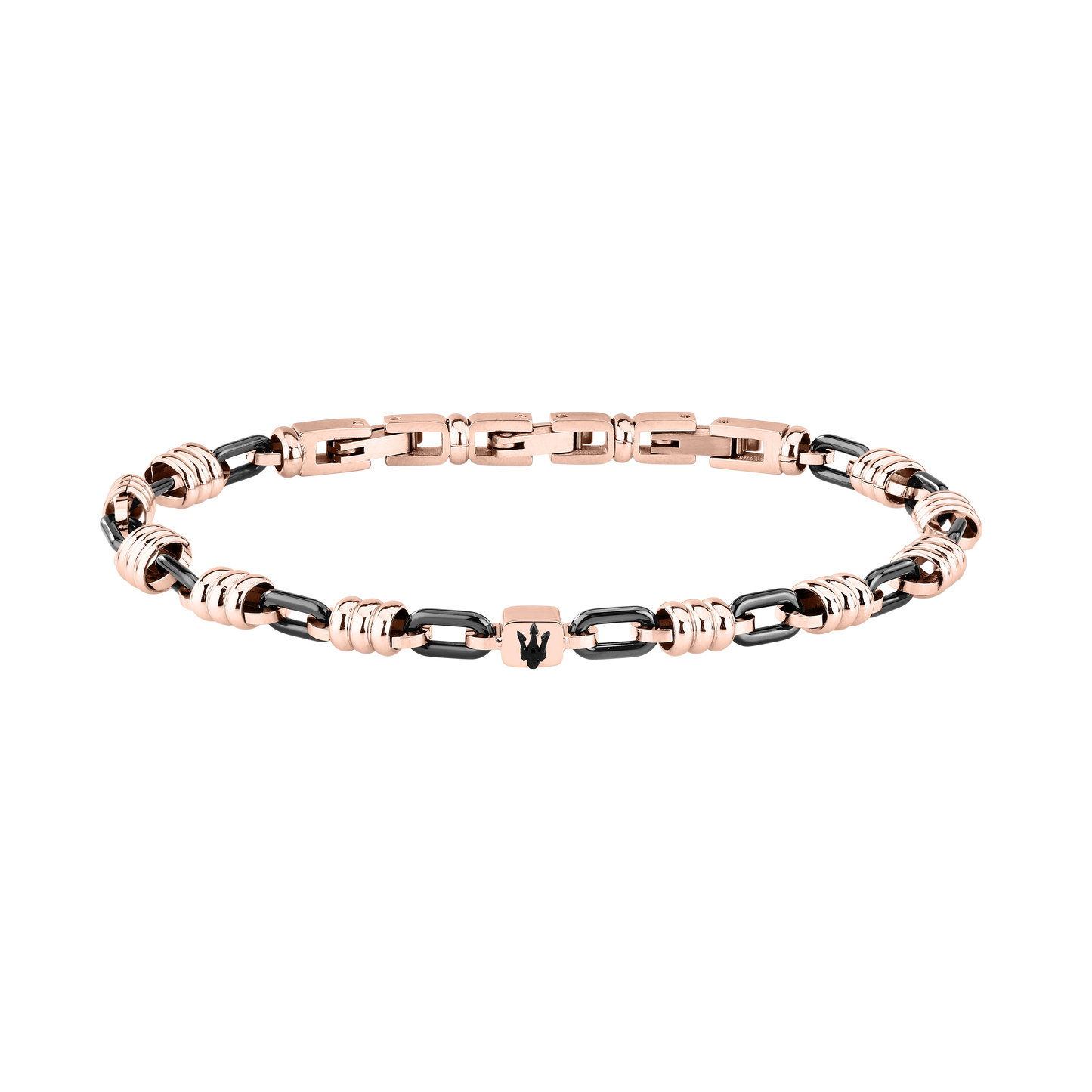 Bracciale Uomo Maserati Ceramic in Acciaio Nero e Dettagli Rose Gold con Tridente JM426ATZ91 - Maserati