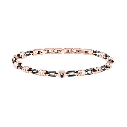 Bracciale Uomo Maserati Ceramic in Acciaio Nero e Dettagli Rose Gold con Tridente JM426ATZ91