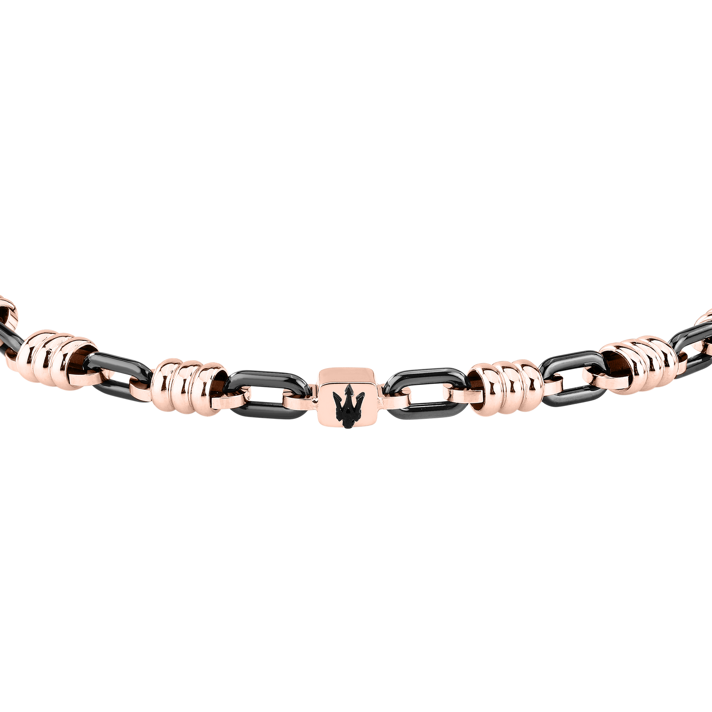 Bracciale Uomo Maserati Ceramic in Acciaio Nero e Dettagli Rose Gold con Tridente JM426ATZ91 - Maserati