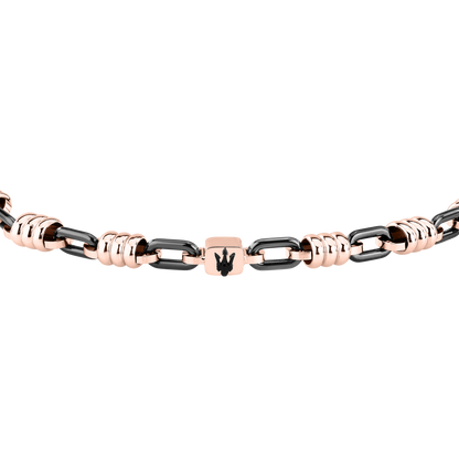 Bracciale Uomo Maserati Ceramic in Acciaio Nero e Dettagli Rose Gold con Tridente JM426ATZ91