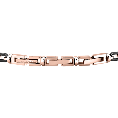 Bracciale Uomo Maserati Ceramic in Acciaio Nero e Dettagli Rose Gold con Tridente JM426ATZ91