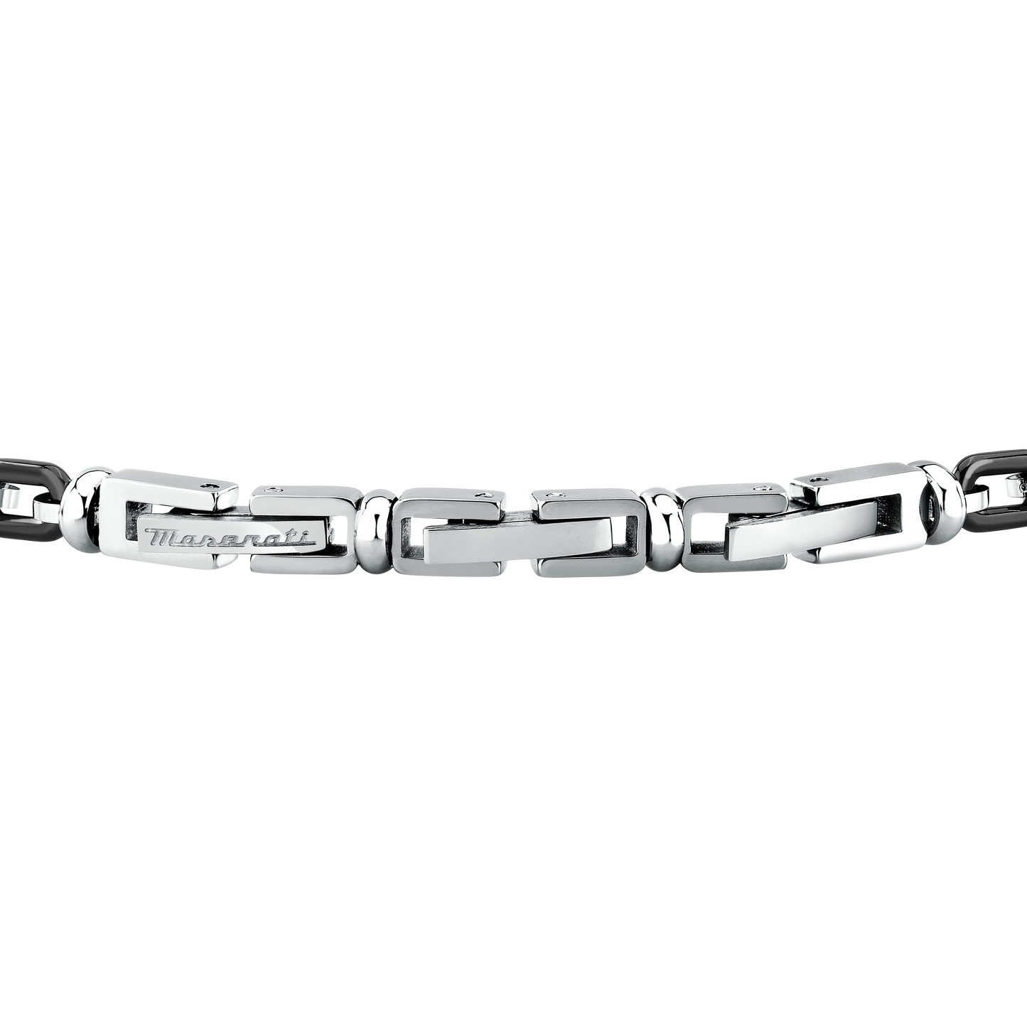 Bracciale Uomo Maserati Ceramic a Catena in Acciaio Nero e Silver con Tridente Centrale JM426ATZ92 - Maserati