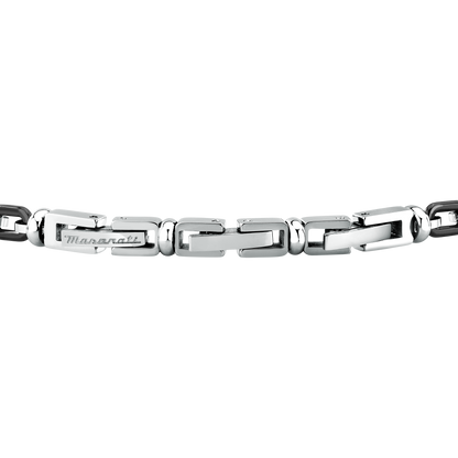 Bracciale Uomo Maserati Ceramic a Catena in Acciaio Nero e Silver con Tridente Centrale JM426ATZ92