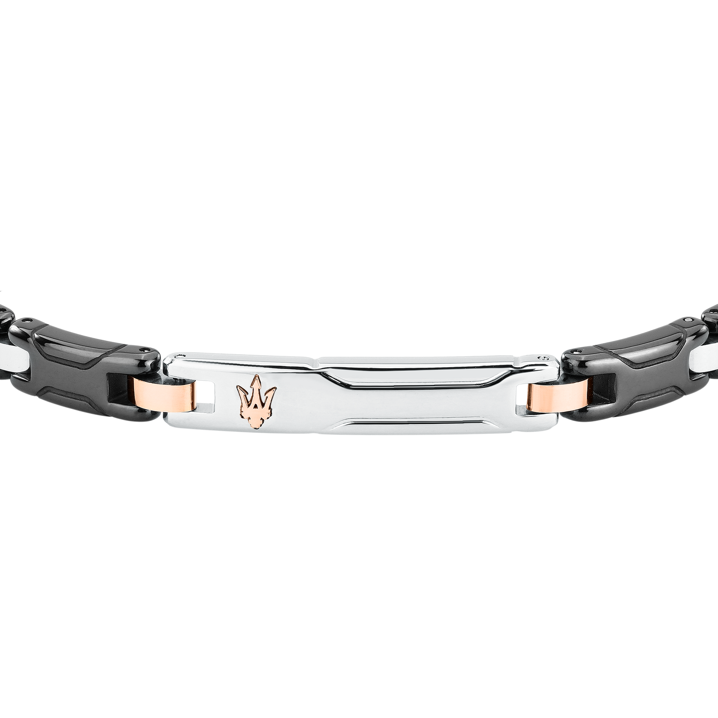 Bracciale Uomo Maserati in Ceramica Nera e Acciaio con Tridente PVD Oro Rosa JM426ATZ93 - Maserati