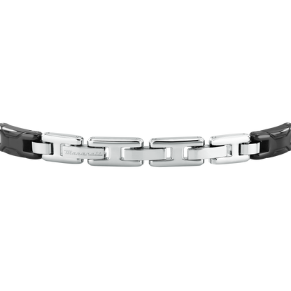 Bracciale Uomo Maserati in Ceramica Nera e Acciaio con Tridente PVD Oro Rosa JM426ATZ93