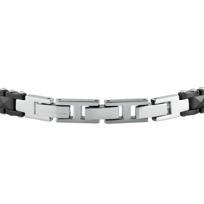 Bracciale Uomo Maserati Ceramic a Catena in Acciaio e Ceramica Nera con Tridente JM426ATZ95