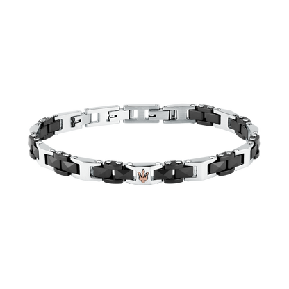 Bracciale Uomo Maserati Ceramic a Catena in Acciaio e Ceramica Nera con Tridente Rose Gold JM426ATZ98
