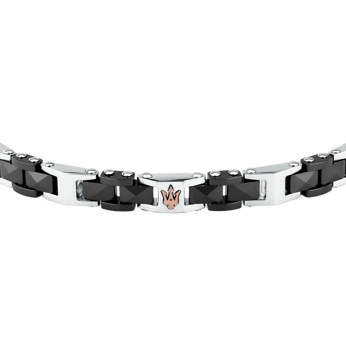 Bracciale Uomo Maserati Ceramic a Catena in Acciaio e Ceramica Nera con Tridente Rose Gold JM426ATZ98 - Maserati