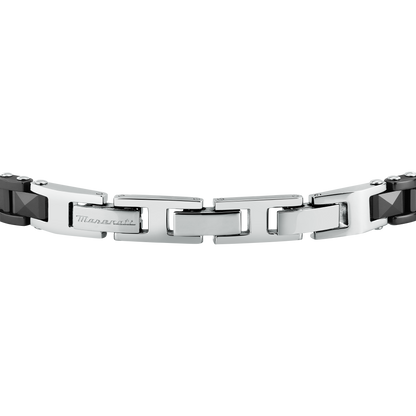 Bracciale Uomo Maserati Ceramic a Catena in Acciaio e Ceramica Nera con Tridente Rose Gold JM426ATZ98