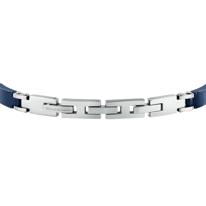 Bracciale Uomo Maserati Ceramic a Catena in Acciaio e Ceramica Blu con Dettagli Rose Gold JM426ATZ99