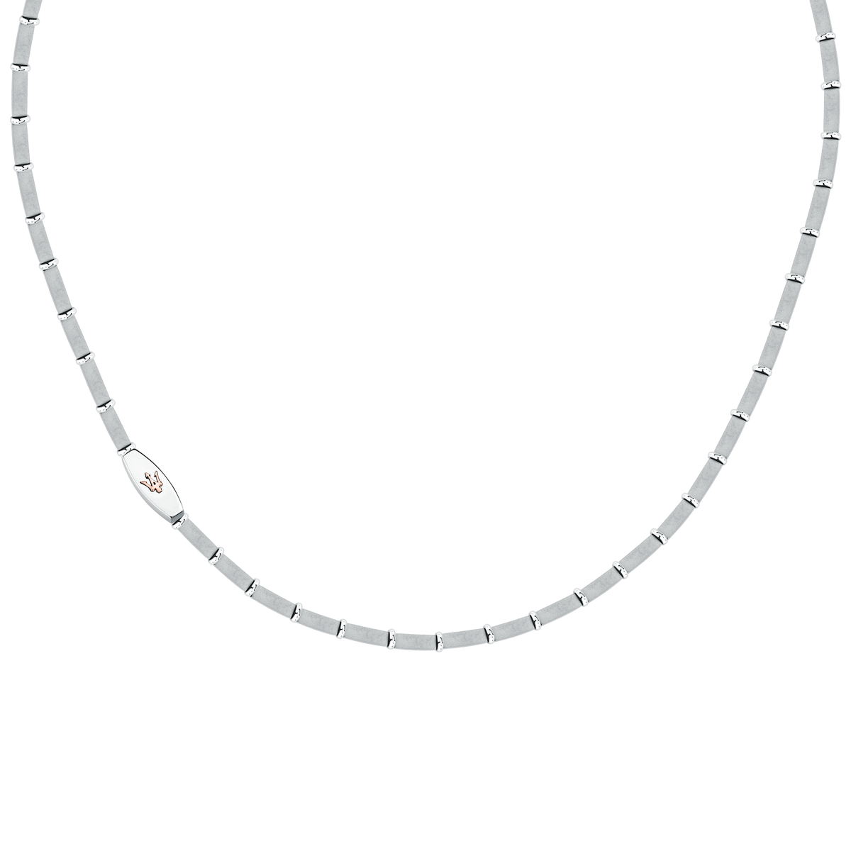 Collana Uomo Maserati Titanium a Catena in Acciaio Silver con Dettaglio Rose Gold JM426AXF01 - Maserati