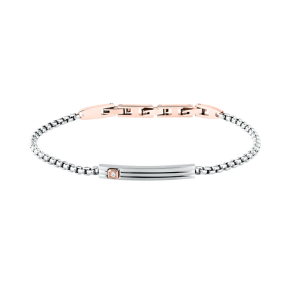 Bracciale Uomo Maserati Titanium in Titanio e Acciaio Silver con Dettaglio Rose Gold e Diamante Lab-Grown JM426AXF04 - Arena Gioielli