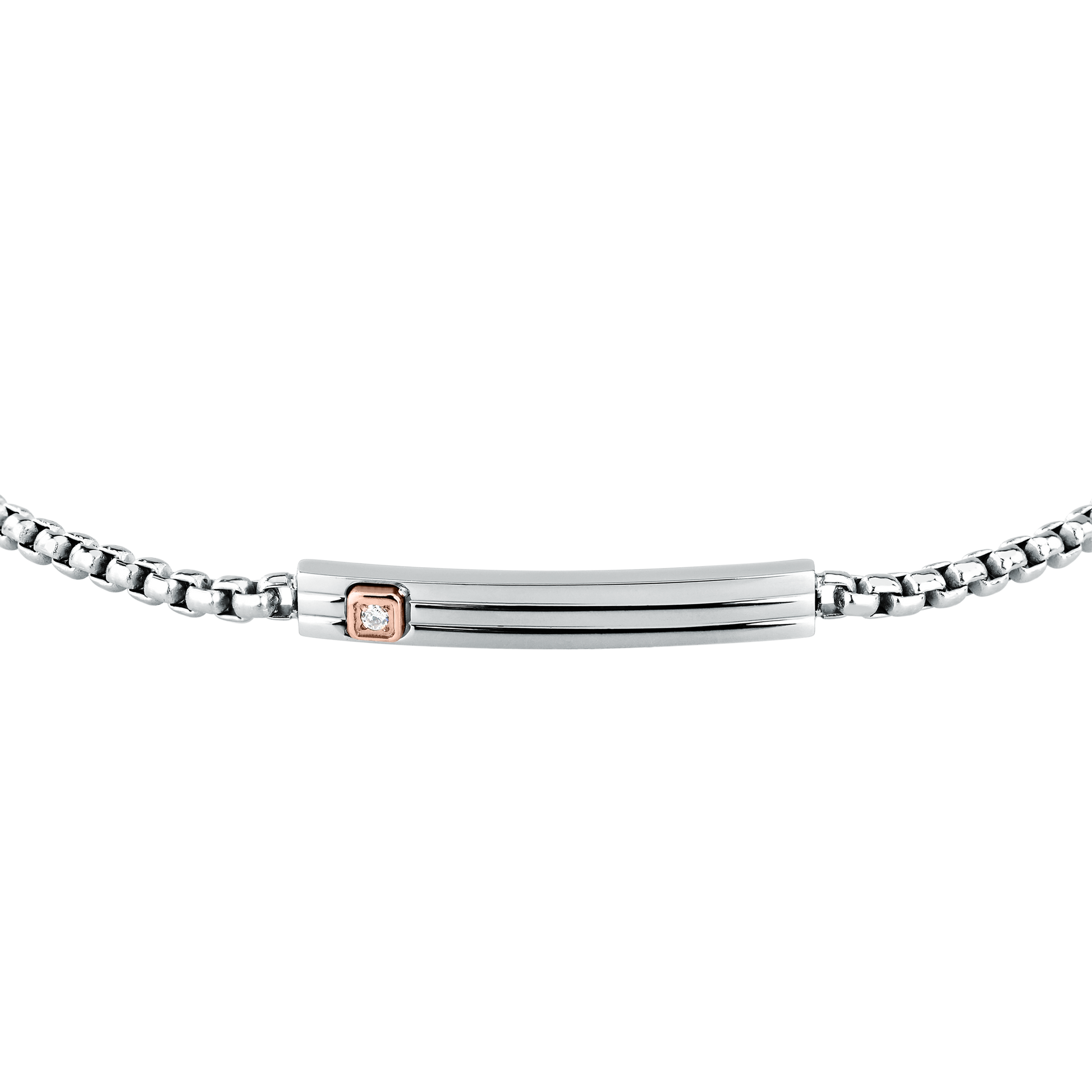Bracciale Uomo Maserati Titanium in Titanio e Acciaio Silver con Dettaglio Rose Gold e Diamante Lab-Grown JM426AXF04 - Arena Gioielli