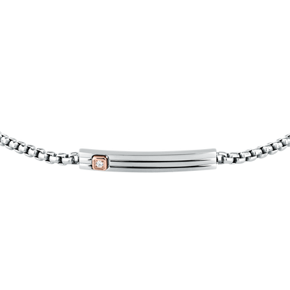 Bracciale Uomo Maserati Titanium in Titanio e Acciaio Silver con Dettaglio Rose Gold e Diamante Lab-Grown JM426AXF04 - Arena Gioielli