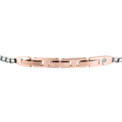 Bracciale Uomo Maserati Titanium in Titanio e Acciaio Silver con Dettaglio Rose Gold e Diamante Lab-Grown JM426AXF04 - Arena Gioielli