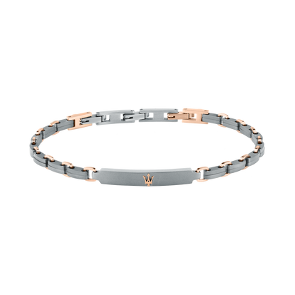 Bracciale Uomo Maserati Titanium a Catena in Acciaio Grigio con Dettagli Rose Gold JM426AXF05