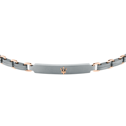 Bracciale Uomo Maserati Titanium a Catena in Acciaio Grigio con Dettagli Rose Gold JM426AXF05