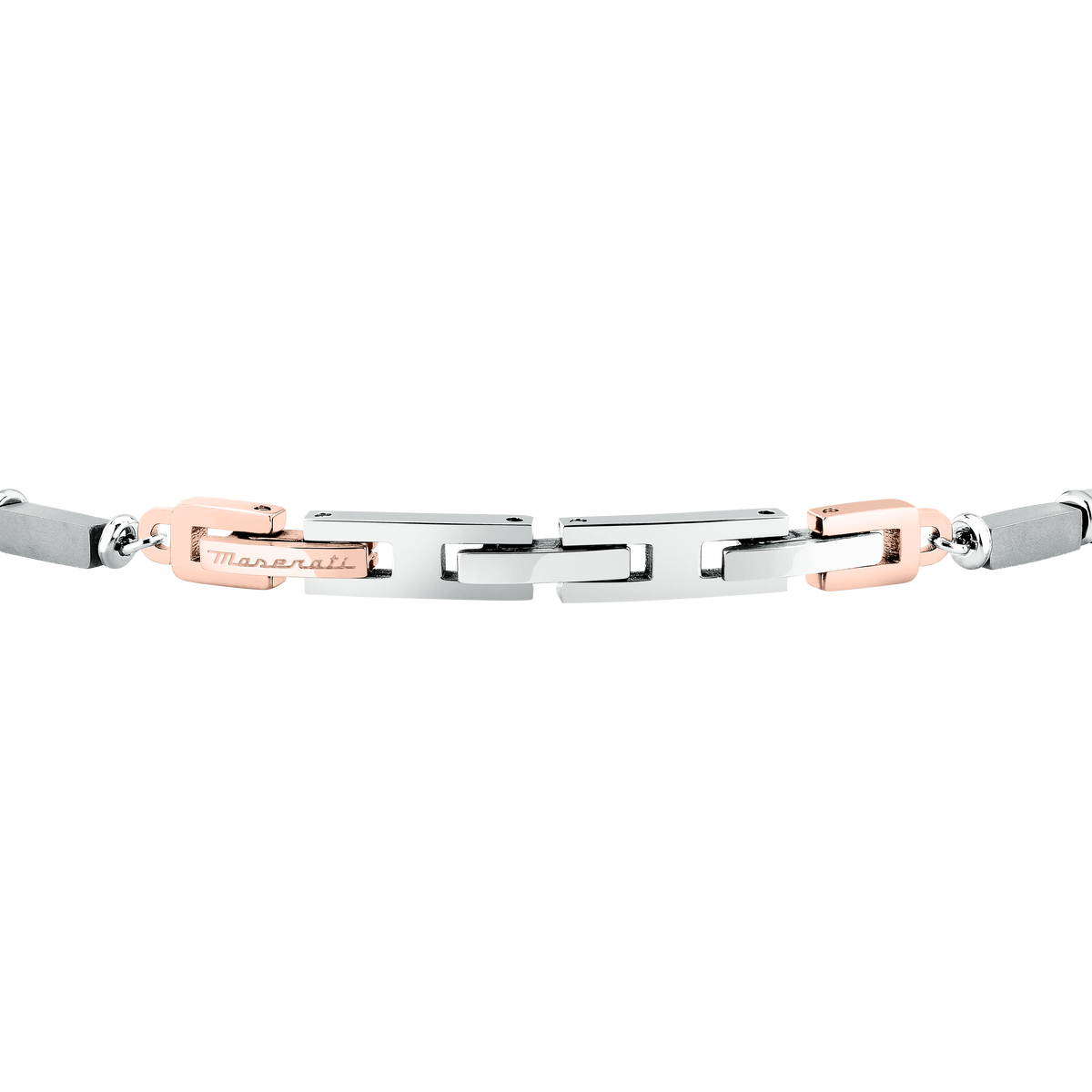 Bracciale Uomo Maserati Titanium a Catena in Acciaio Silver con Dettaglio Rose Gold JM426AXF07 - Maserati