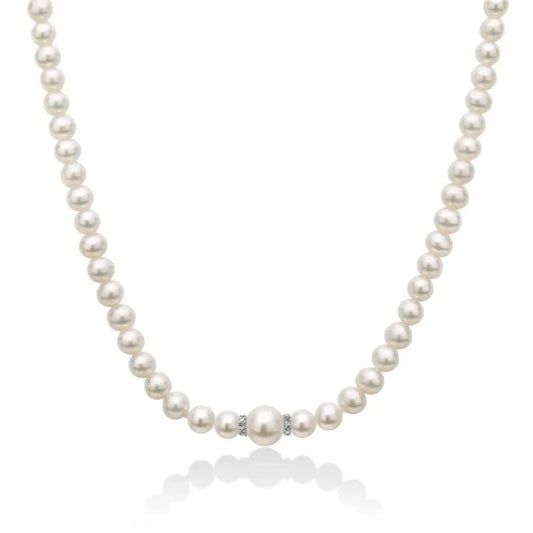 Collana donna in oro e perle boule e fantasia diamanti Miluna 5/5,5 mm PCL5914V - Arena Gioielli 