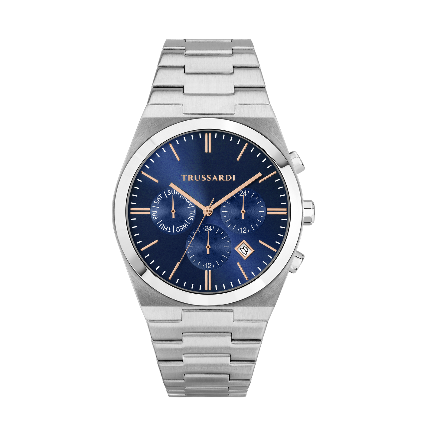 Orologio Uomo Trussardi T-Milano Multifunzione in Acciaio Silver con Quadrante Blu R2453175008 - Trussardi