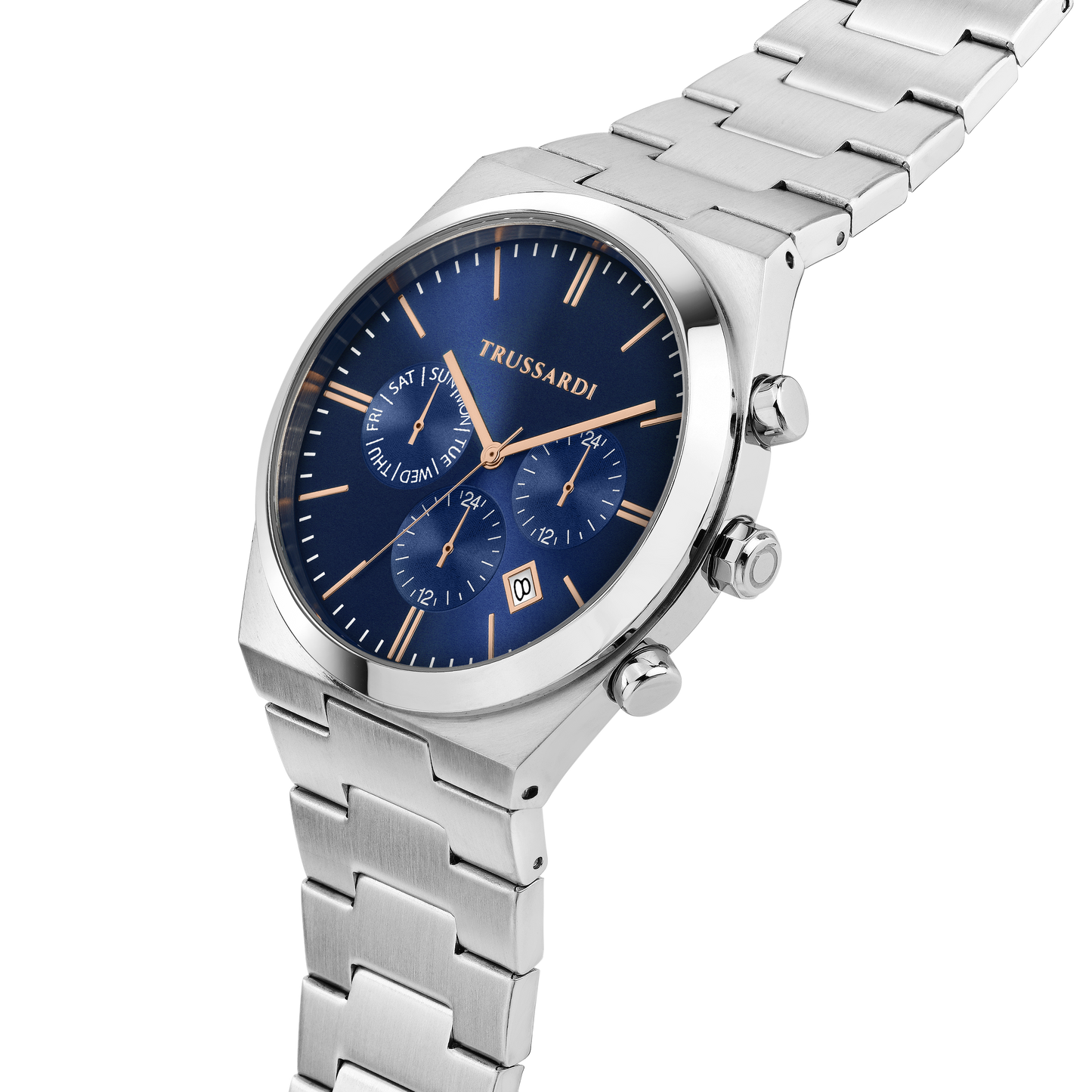 Orologio Uomo Trussardi T-Milano Multifunzione in Acciaio Silver con Quadrante Blu R2453175008 - Trussardi
