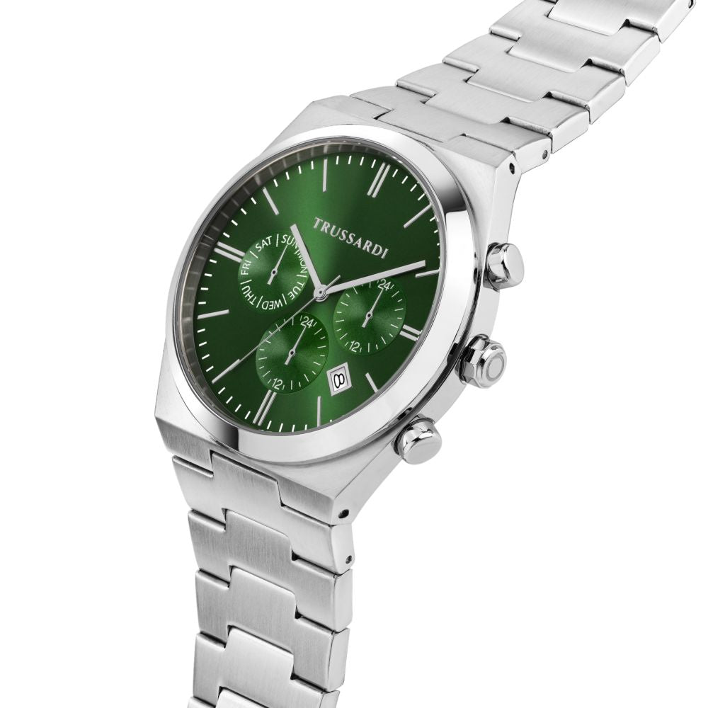 Orologio Uomo Trussardi T-Milano Multifunzione Acciaio Quadrante Verde R2453175010 - Trussardi