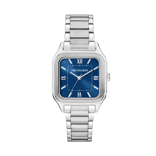Orologio Uomo Trussardi T-Quadro Solo Tempo in Acciaio Silver con Quadrante Blu R2453178001 - Arena Gioielli - Trussardi