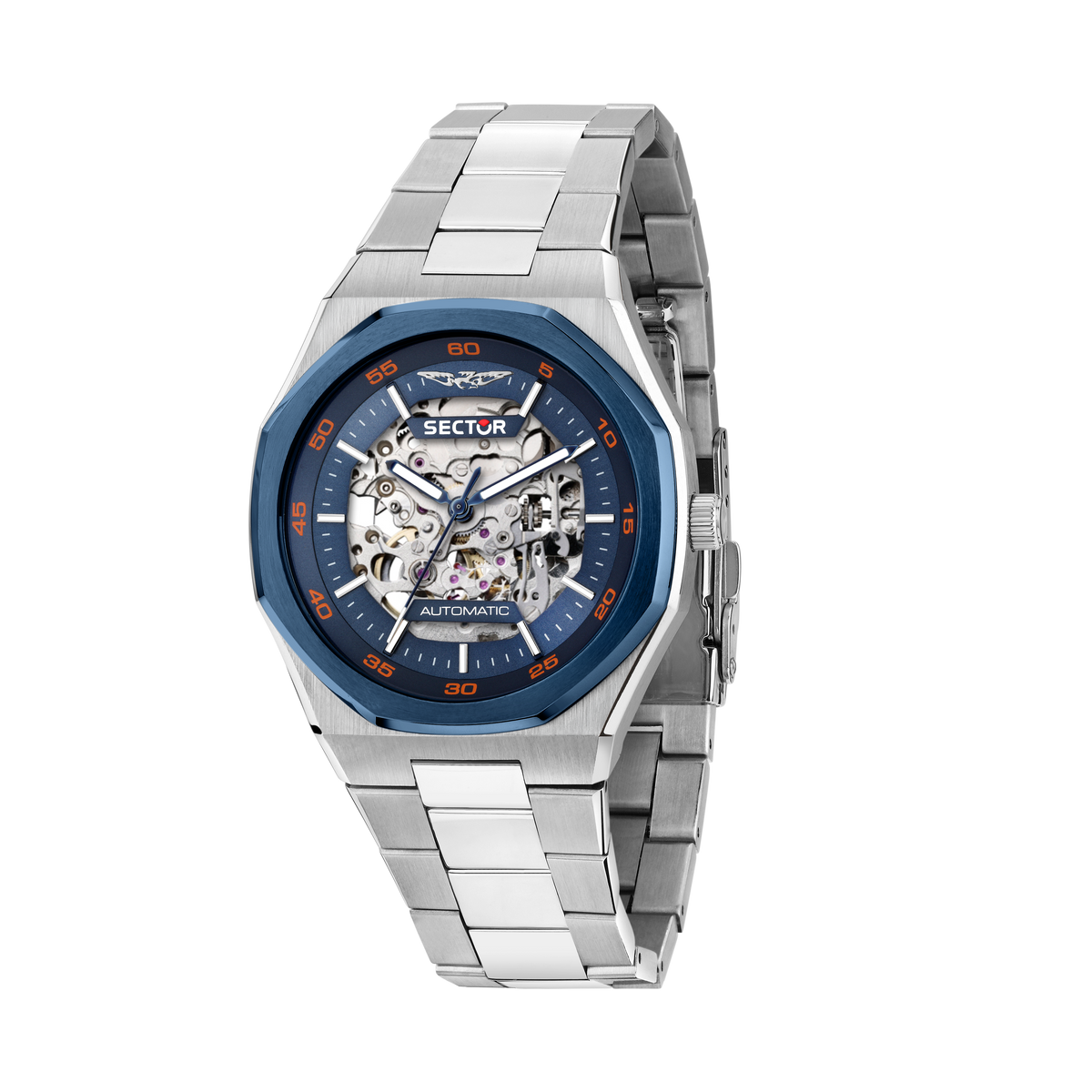 Orologio Uomo Sector OTTO150 Automatico Skeleton in Acciaio Silver con Lunetta Blu R3223150001 - Arena Gioielli - Sector