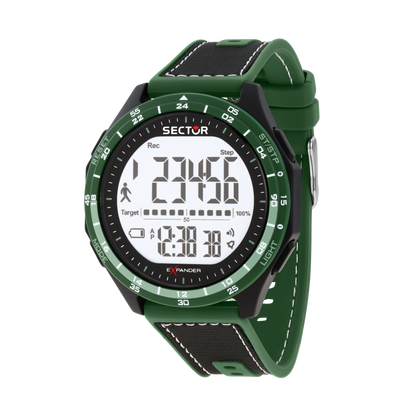 Orologio Digitale Uomo Sector Ex-53 Cinturino Verde e Nero R3251352002