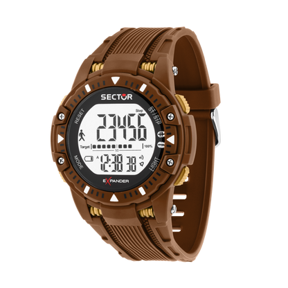 Orologio Digitale Uomo Sector Ex-54 Cinturino Poliuretano Marrone R3251353001
