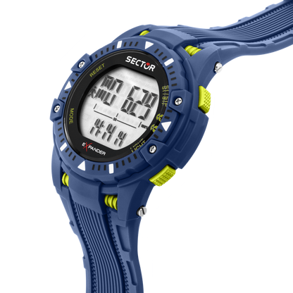 Orologio Digitale Uomo Sector Ex-54 Cinturino Poliuretano Blu 10 ATM R3251353002