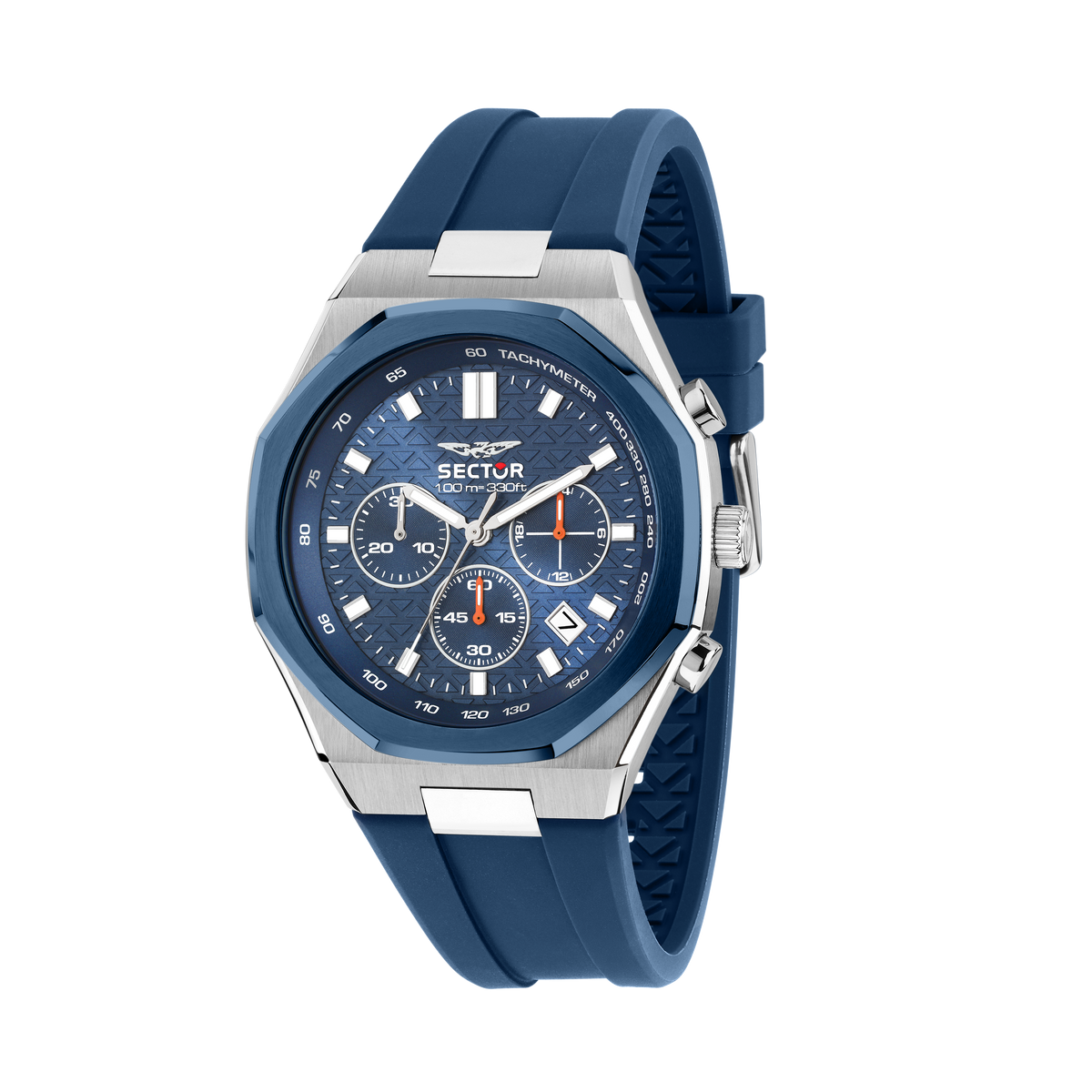 Orologio Uomo Sector OTTO150 Cronografo in Acciaio Silver e Silicone Blu R3271650001 - Arena Gioielli