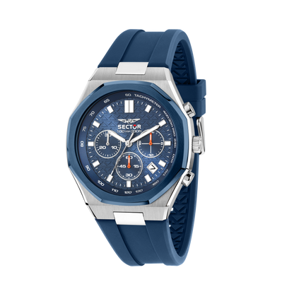 Orologio Uomo Sector OTTO150 Cronografo in Acciaio Silver e Silicone Blu R3271650001 - Arena Gioielli